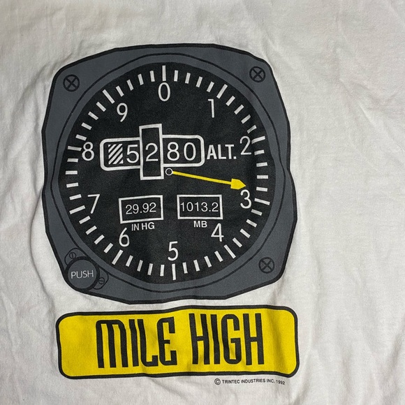 Vintage T Shirt 90s  Single Stitch MADE IN CANADA Mile High Club Aviation 1992 - Picture 6 of 8